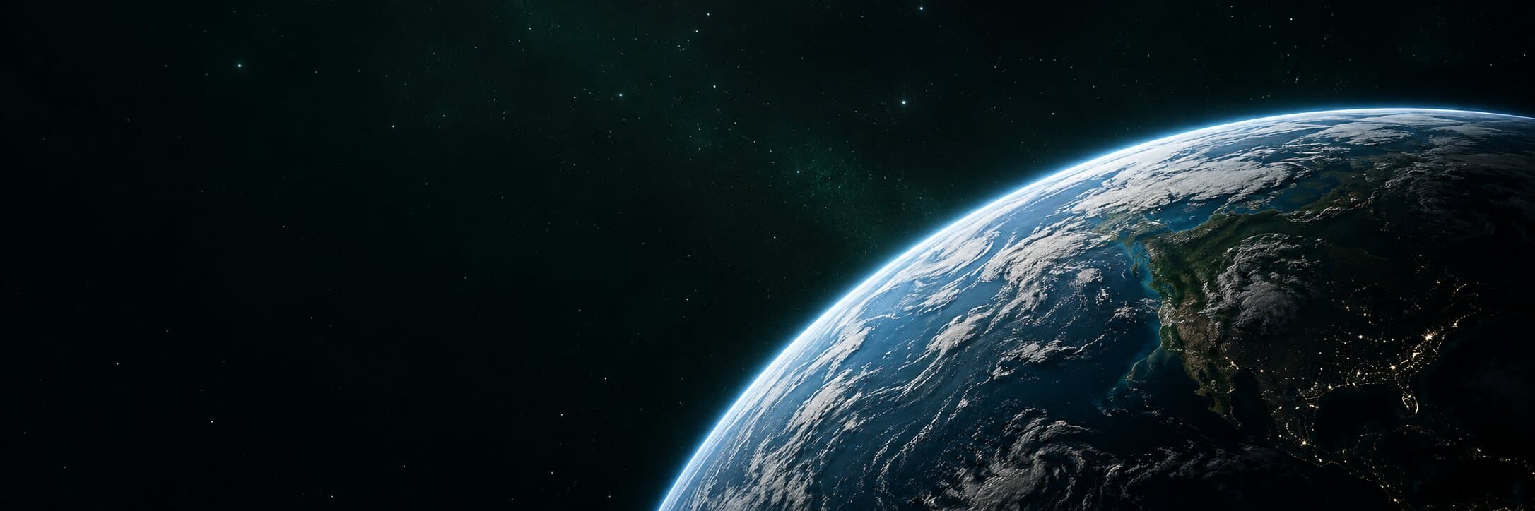 Earth's curvature seen from space against a starry sky